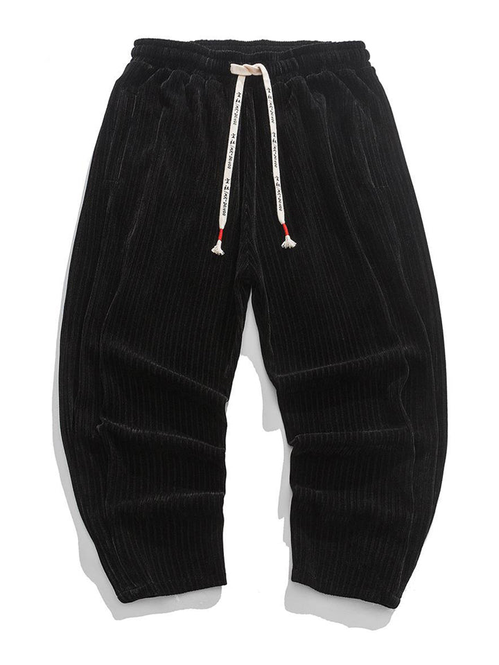Fashionable Elastic Waist Corduroy Pants for Men