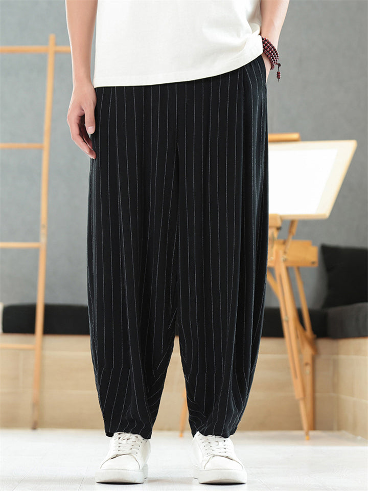 Men's Summer Retro Striped Loose Wide Leg Pants