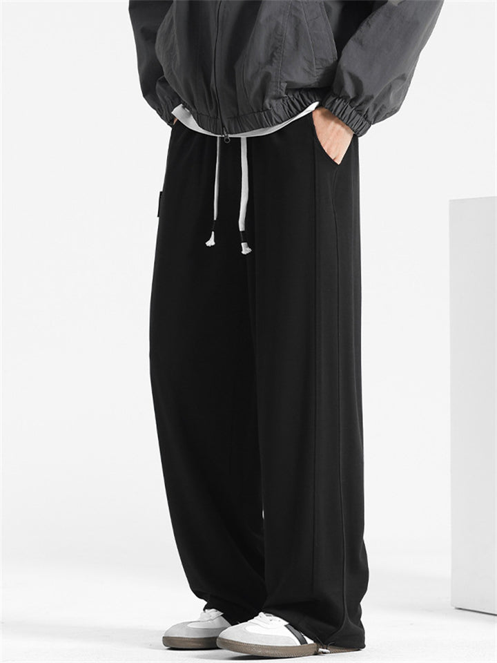 Men's Solid Color Casual Drape Wide Leg Straight Pants