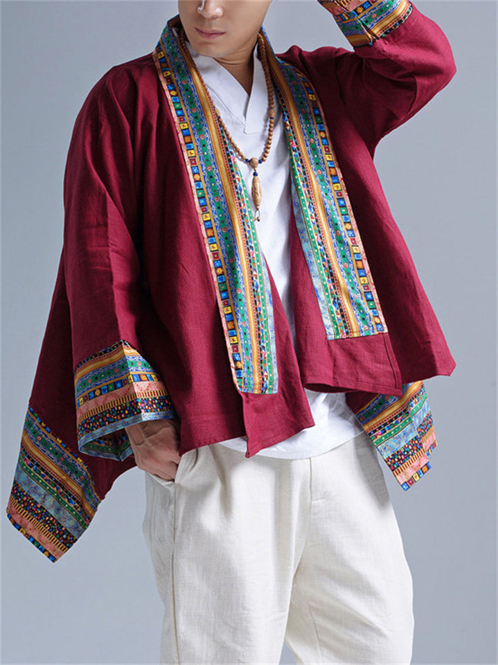Retro Men's Ramie Ethnic Style Cardigan Top