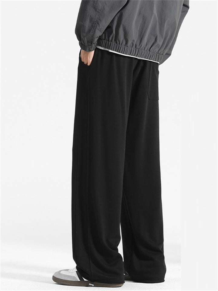 Men's Solid Color Casual Drape Wide Leg Straight Pants