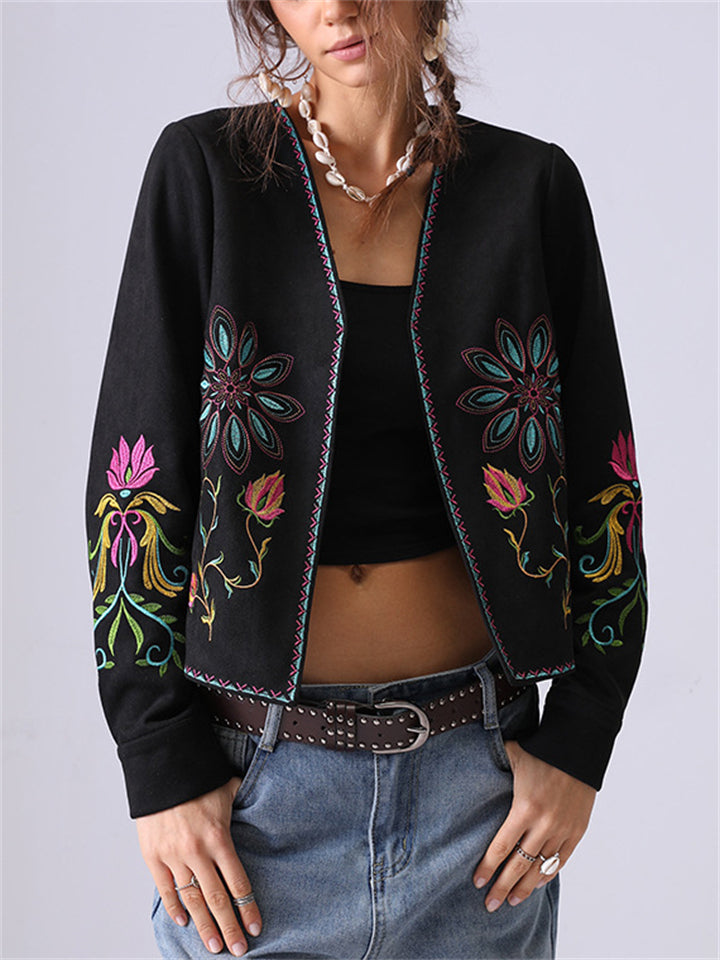 French Style Embroidered Cardigan Jacket for Women