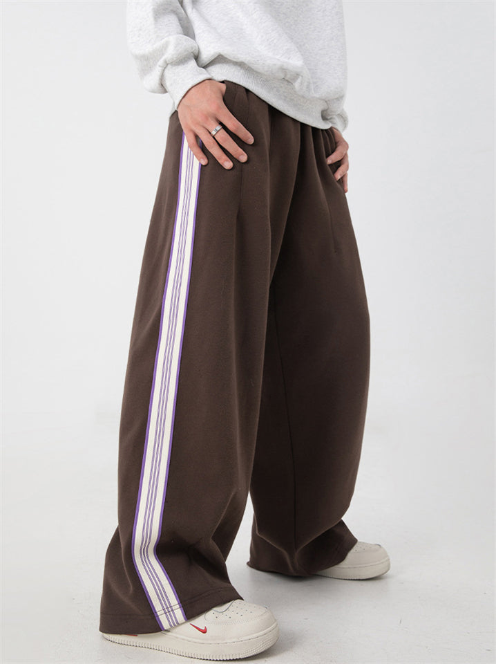 Male's High Street Side Striped Elastic Waist Casual Wide Leg Pants