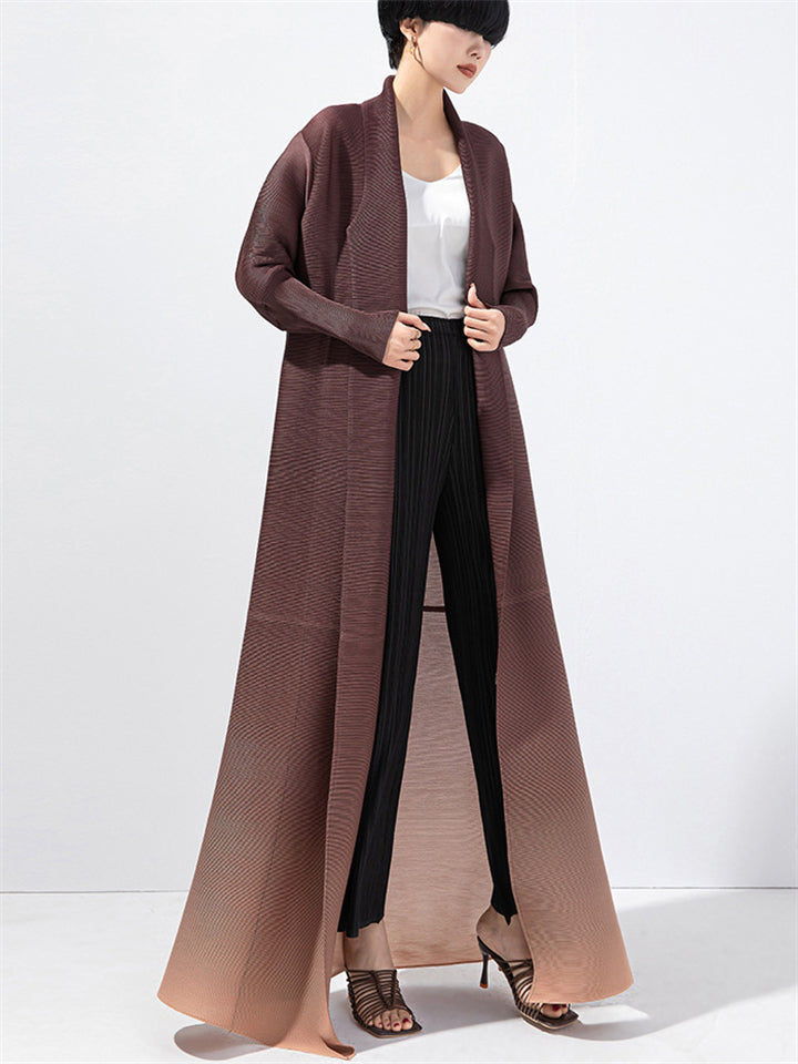 High Fashion Gradient Color Cardigan Long Coat for Women