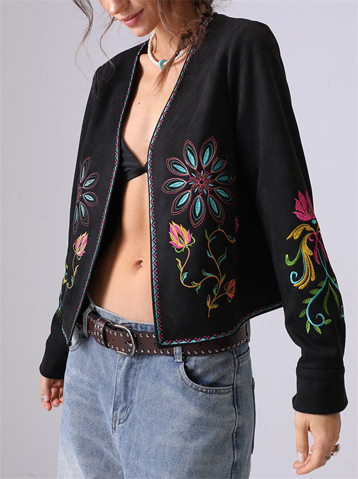 French Style Embroidered Cardigan Jacket for Women