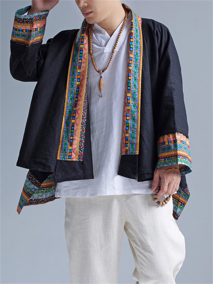 Retro Men's Ramie Ethnic Style Cardigan Top