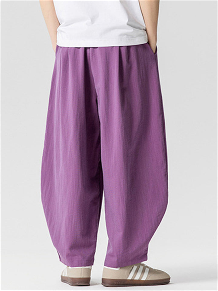 Men's Retro Summer Solid Color Scimitar Cropped Pants