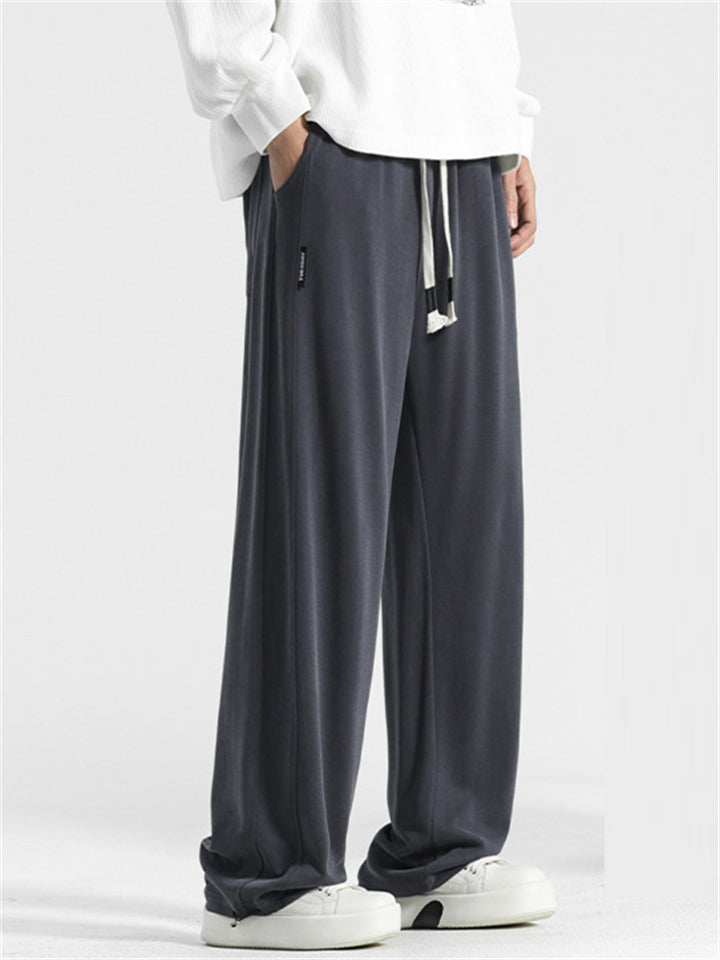 Men's Solid Color Casual Drape Wide Leg Straight Pants