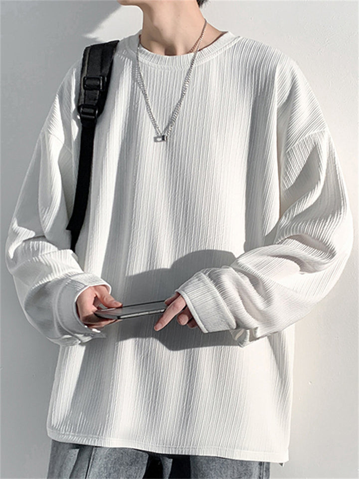 Men's Solid Color Long Sleeve Round Neck Sweatshirts