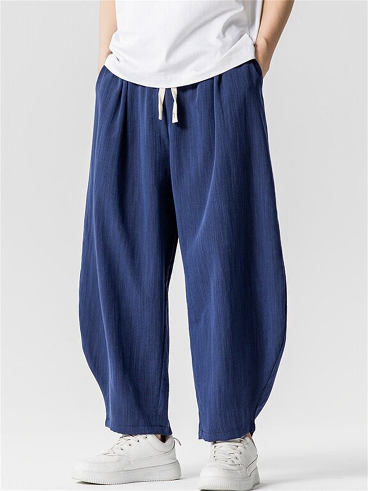 Men's Retro Summer Solid Color Scimitar Cropped Pants