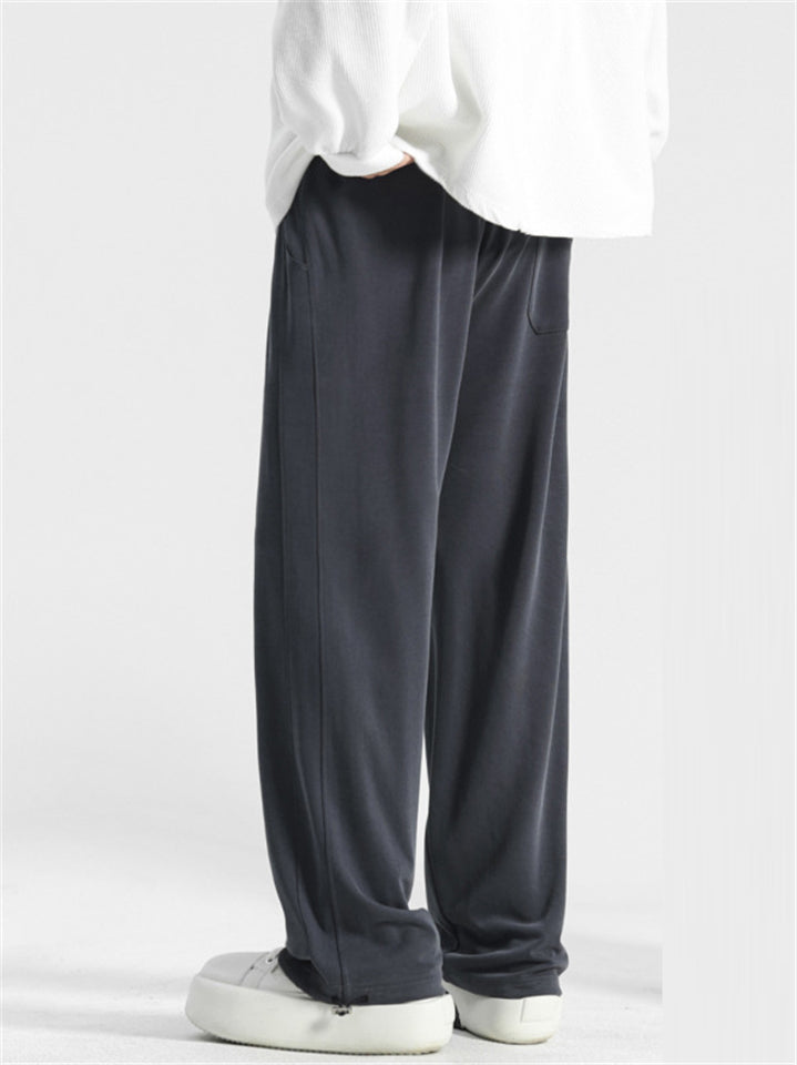 Men's Solid Color Casual Drape Wide Leg Straight Pants