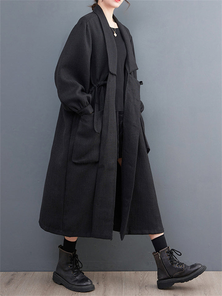 Literary Strap Over-the-Knee Autumn Jackets for Ladies
