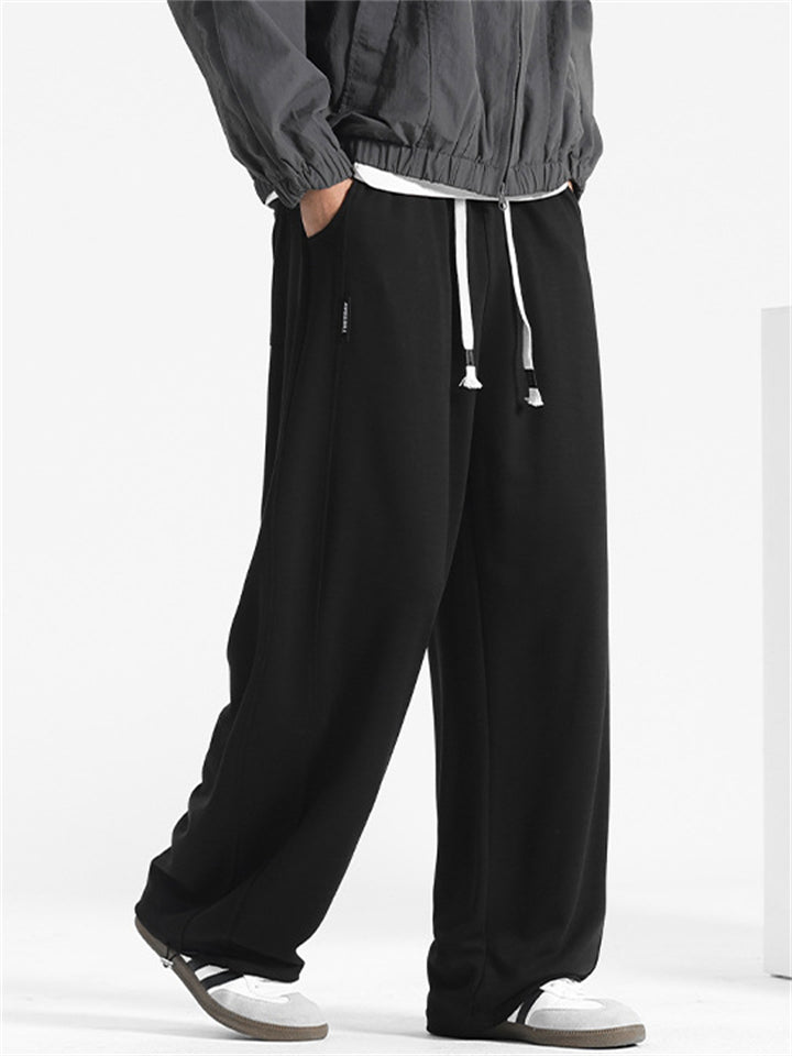 Men's Solid Color Casual Drape Wide Leg Straight Pants