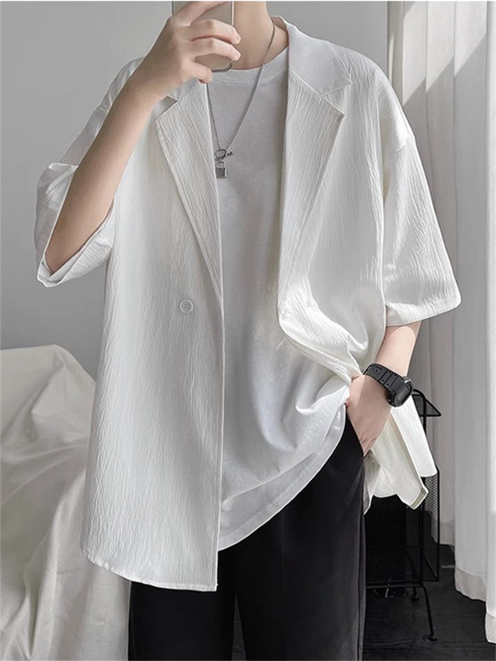 Summer Casual Men's Short Sleeve Loose Suit Jacket