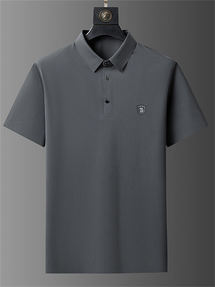 Men's 2Pcs Summer Cool Lapel Short Sleeve Solid Color Outfits