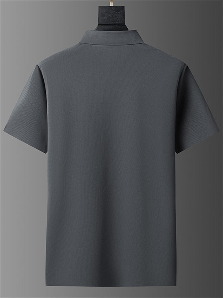 Men's 2Pcs Summer Cool Lapel Short Sleeve Solid Color Outfits