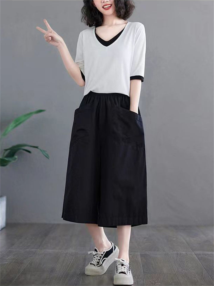 Female Simple Wearable Large Pocket Summer Pants