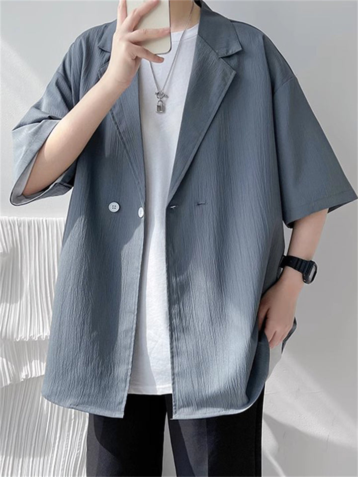 Summer Casual Men's Short Sleeve Loose Suit Jacket