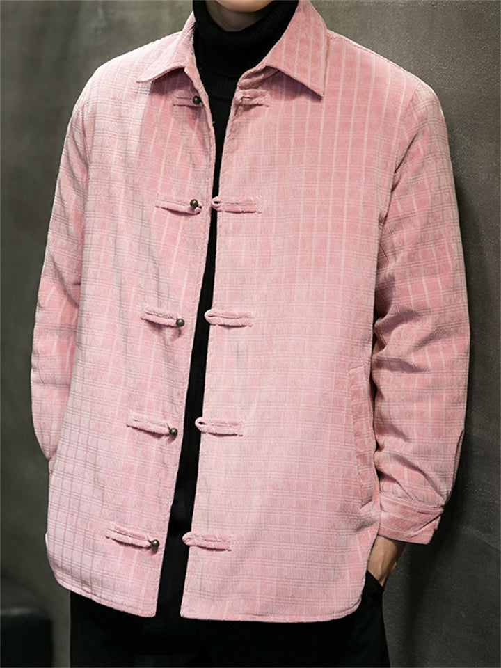 Autumn Corduroy Keep Warm Basic Stripe Jacket for Men