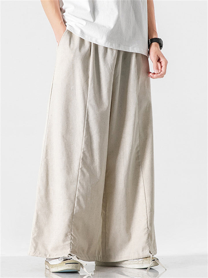 Men's Vintage Japanese Style Linen Wide Leg Harem Pants