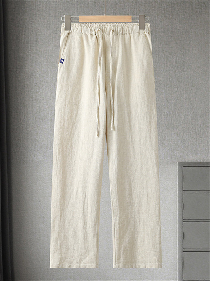 Men's 2Pcs Comfy Autumn Cotton Linen Solid Color TangSuit Outfit