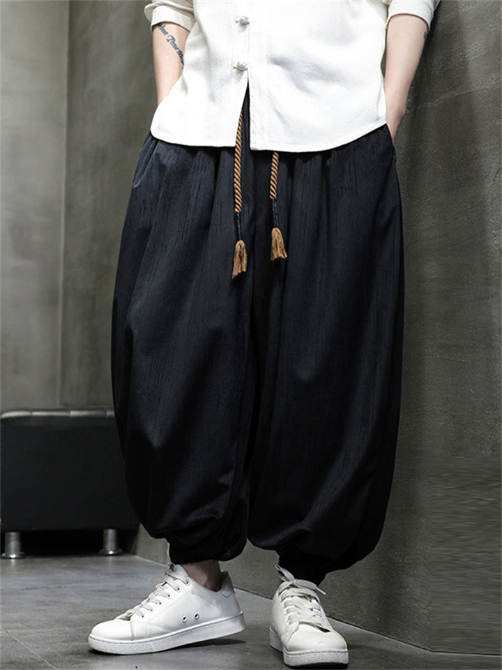 Men's Trendy Solid Color Loose Bloomers Pants