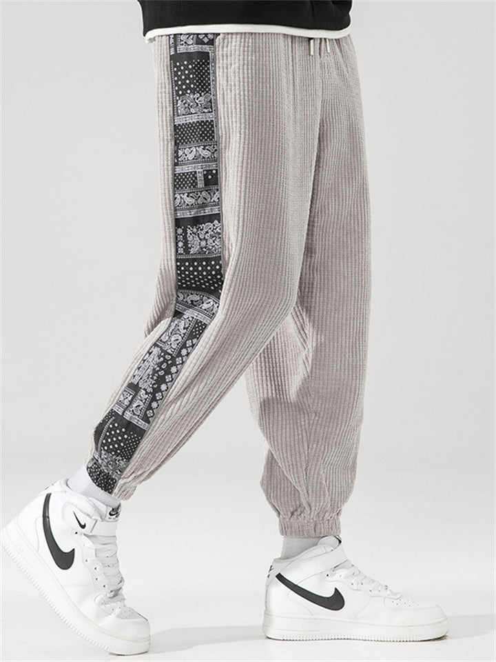 Casual Elastic Waist Corduroy Pants for Men