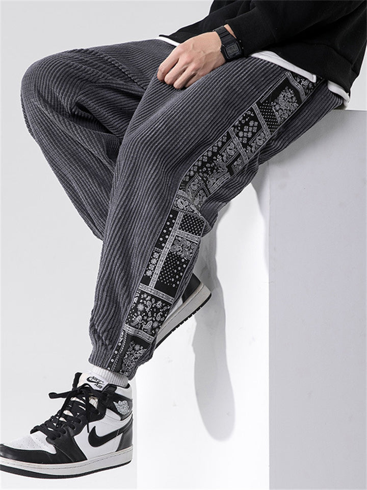 Casual Elastic Waist Corduroy Pants for Men
