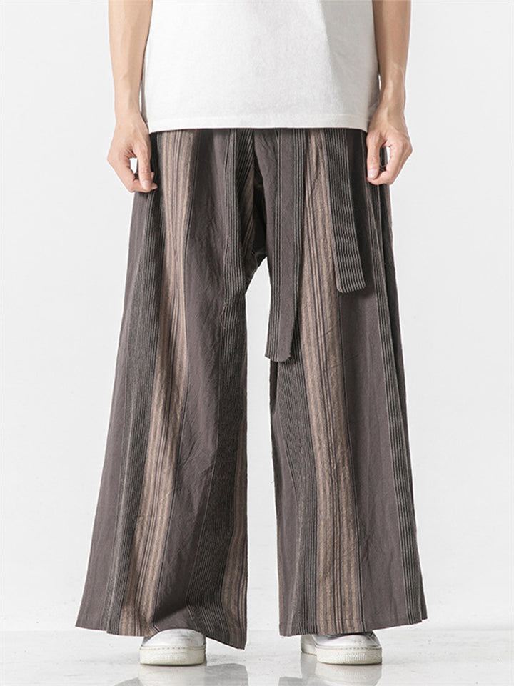 Stripe Pattern Wide Leg Loose Pants For Men