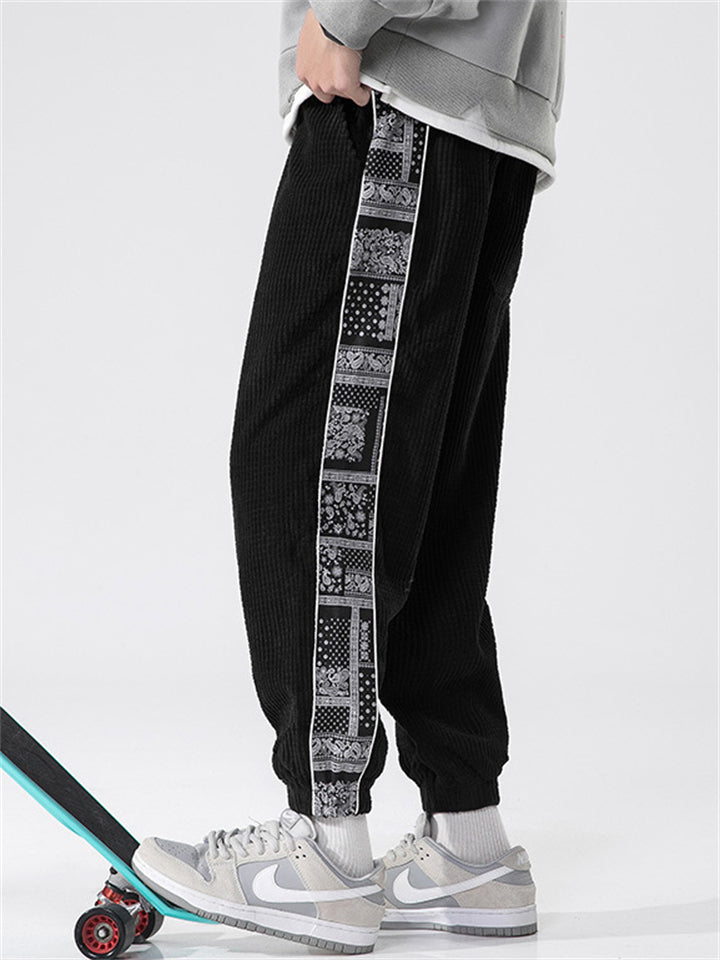 Casual Elastic Waist Corduroy Pants for Men