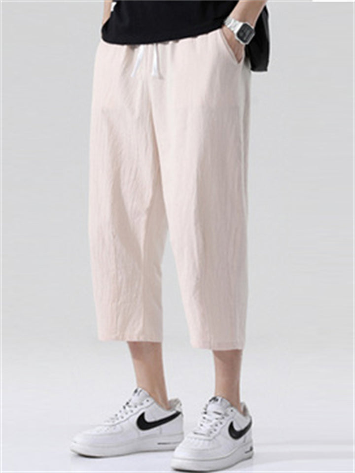 Cotton Linen Fashion Simple Straight Leg Men's Pants