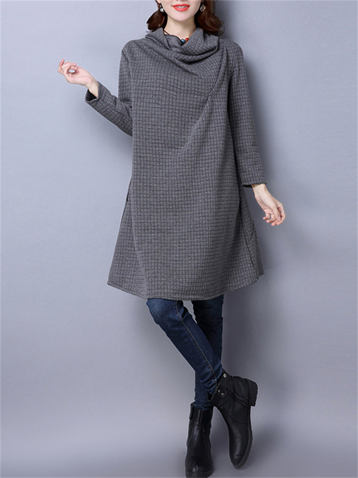 Loose Casual Solid Color Long Sleeve Dresses