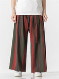 Stripe Pattern Wide Leg Loose Pants For Men