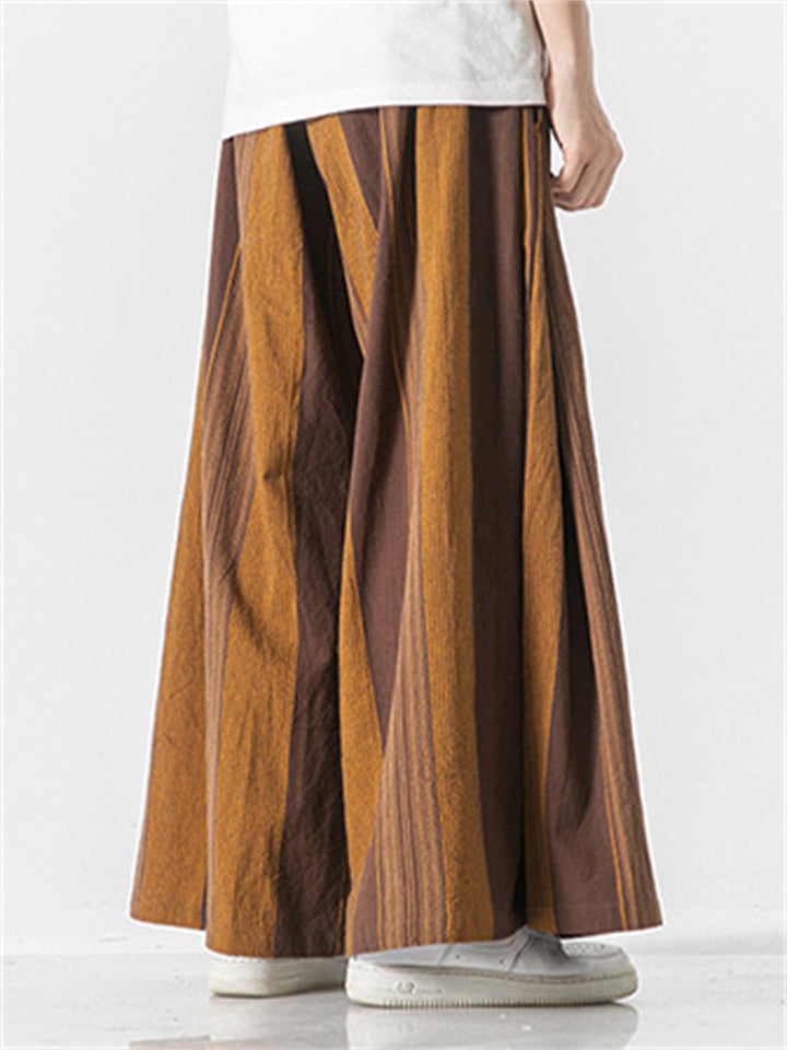 Stripe Pattern Wide Leg Loose Pants For Men