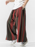 Stripe Pattern Wide Leg Loose Pants For Men