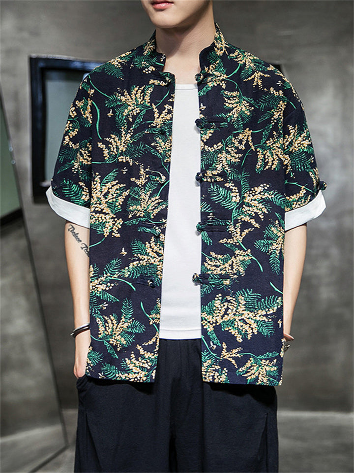 Fashion Chinese Printed Short Sleeve Men's Shirts