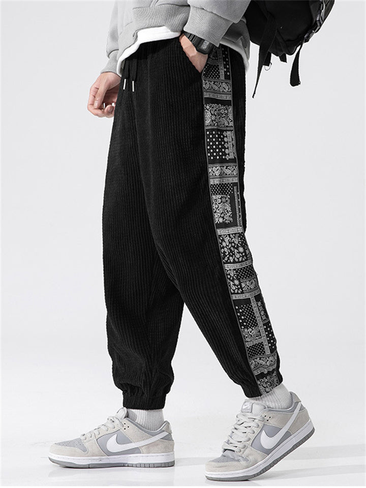 Casual Elastic Waist Corduroy Pants for Men