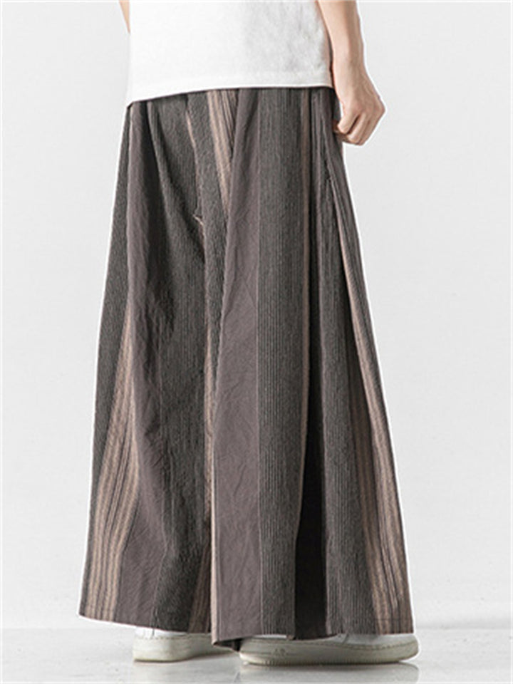 Stripe Pattern Wide Leg Loose Pants For Men