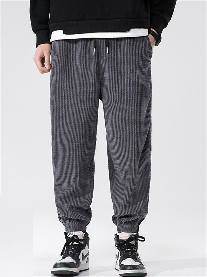 Casual Elastic Waist Corduroy Pants for Men