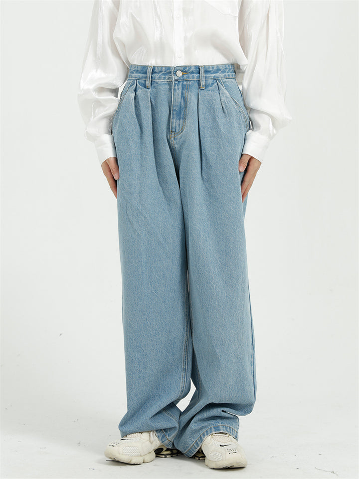 Loose Casual Ankle Length Wide Leg Men's Jeans