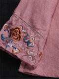 Ancient Chinese Style Floral Embroidery Linen Shirt for Women