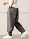 Men's Chinese Style Simple Casual Baggy Linen Blend Harem Pants