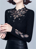 Women's Black Hollow Long Sleeve Undershirt