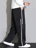 Men's A‌utumn Loose Sweatpants with White Stripes and Letters Print