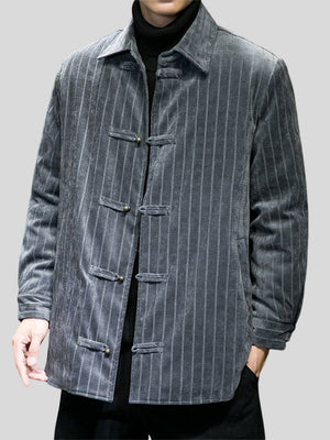 Autumn Corduroy Keep Warm Basic Stripe Jacket for Men