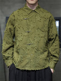 Chinese Style Jacquard Lapel Long Sleeve Shirts for Men