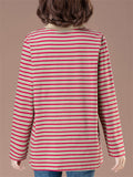 Women's Loose Cotton Stripe Long Sleeve Shirts