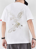 Men Cotton Phoenix Embroidery Vogue Half Sleeve Shirts