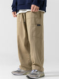 Men's Japanese Street Style Wide Leg Casual Pants with Pockets
