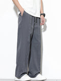 Men's Solid Color Drawstring Pleated Straight Pants